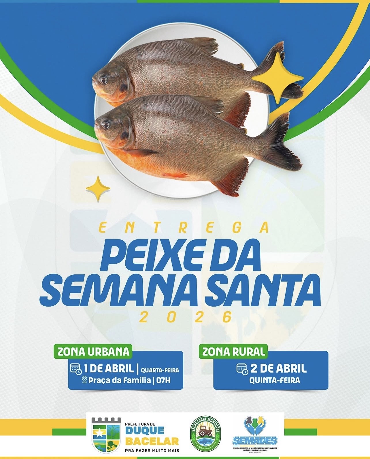 Fique atento! Mantendo a tradição, nossa gestão garante a entrega gratuita de peixes para a Semana Santa. Compromisso, geração de renda e comida na me